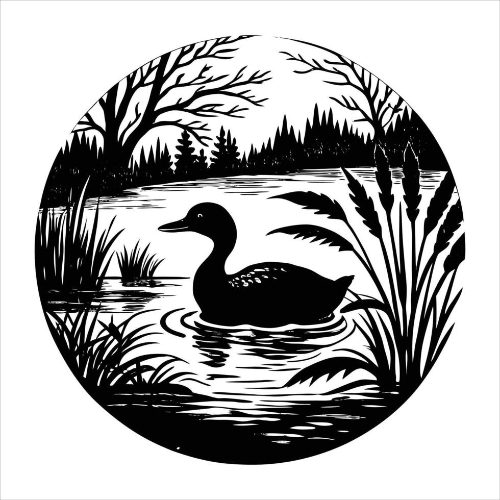 Silhouette Ducks Misty vector