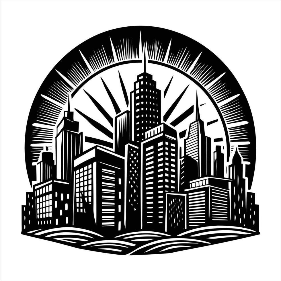 Ethereal Black Skyline City vector