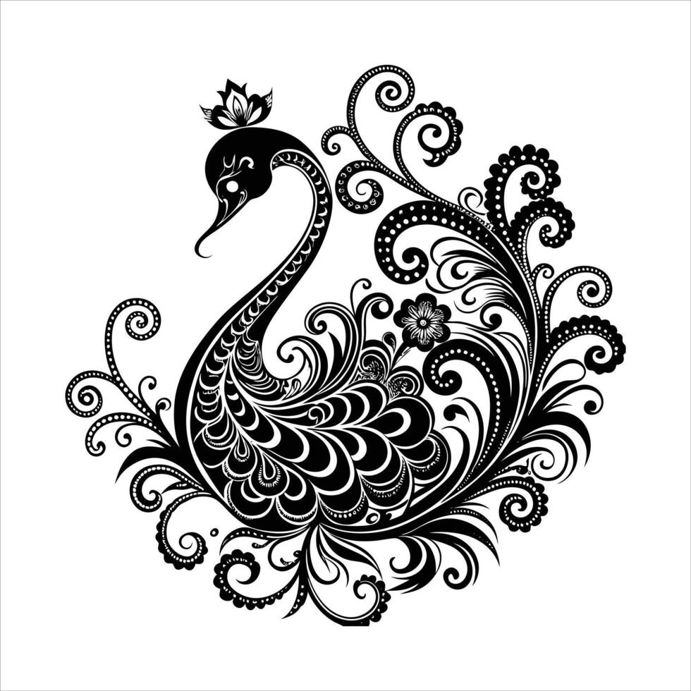 Peacock Silhouette in Black vector