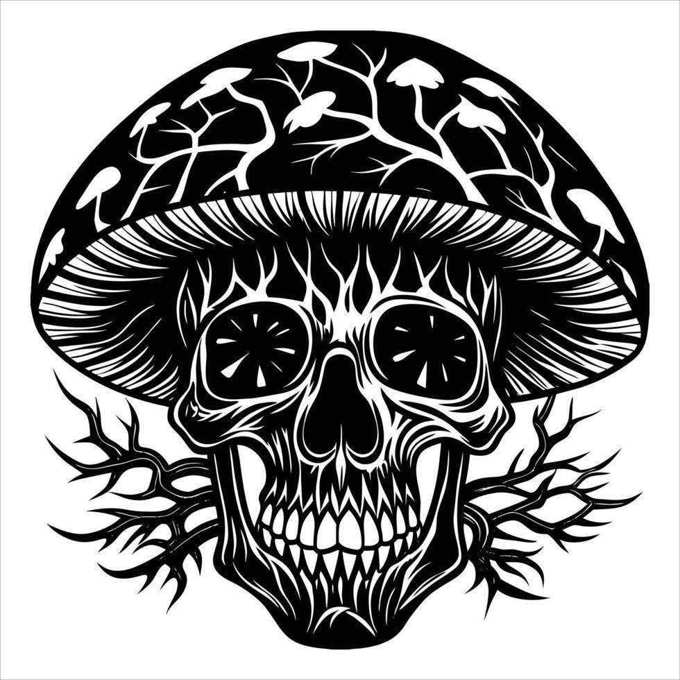 Mushroom head skull vector
