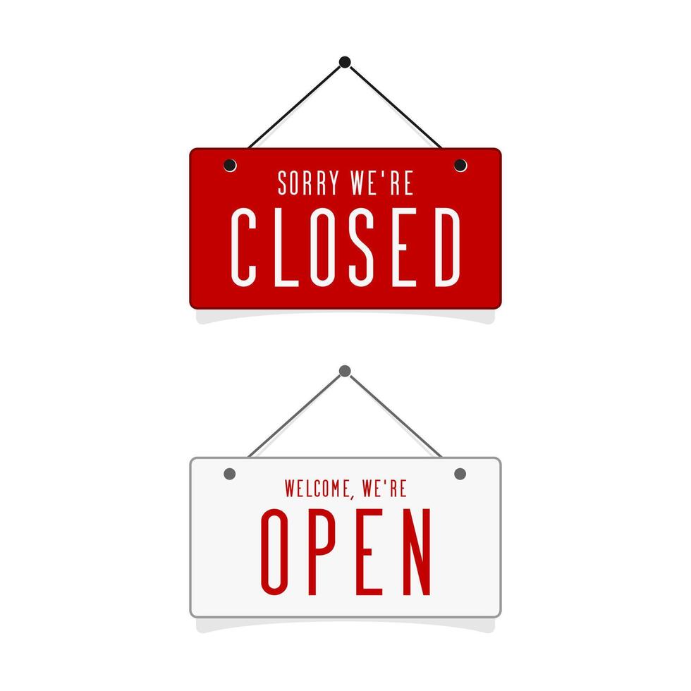 Open and closed sign isolated on white background vector