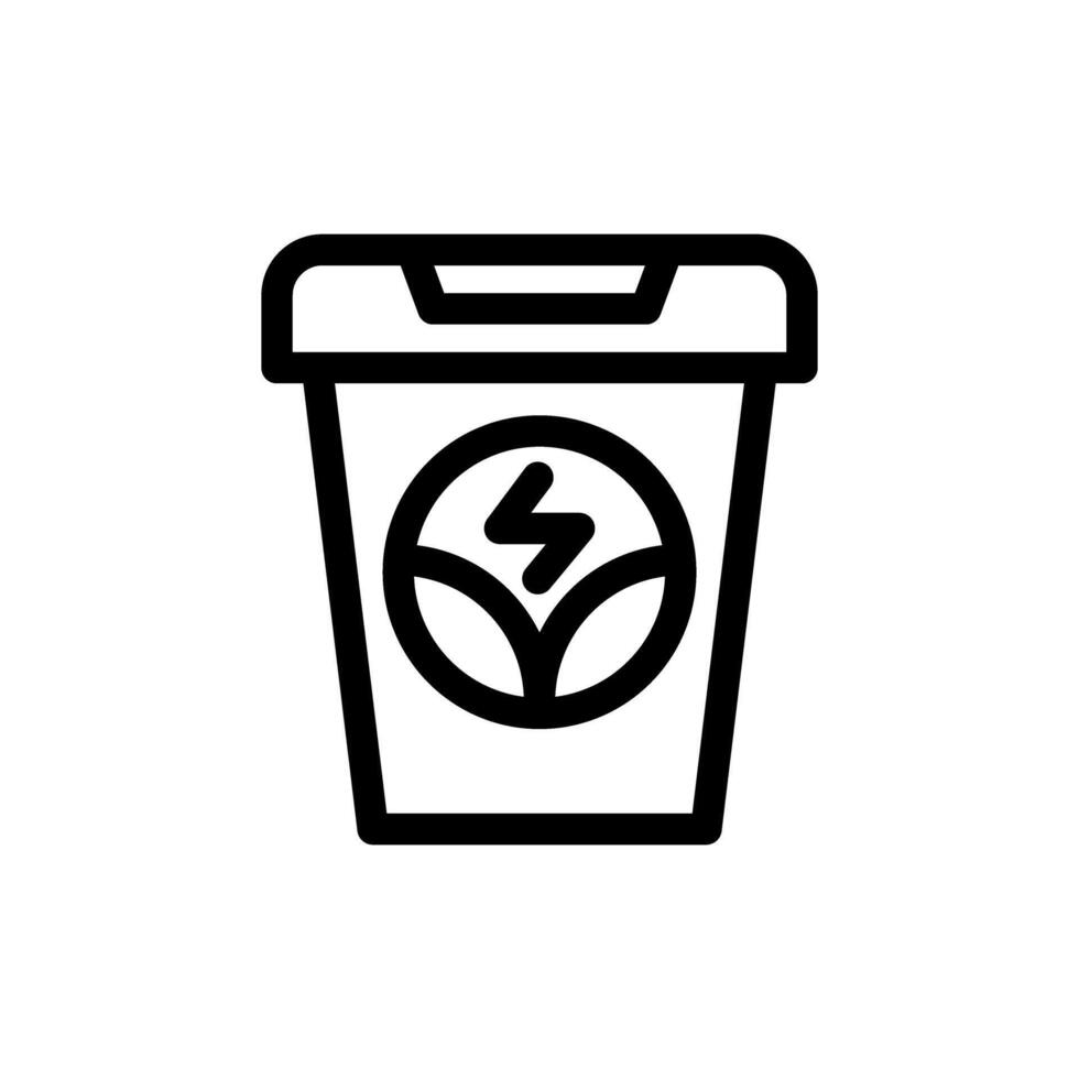 Icon Line bio energy recycle trash bin. Renewable energy, ecology and energy alternative. Outline icon concept vector
