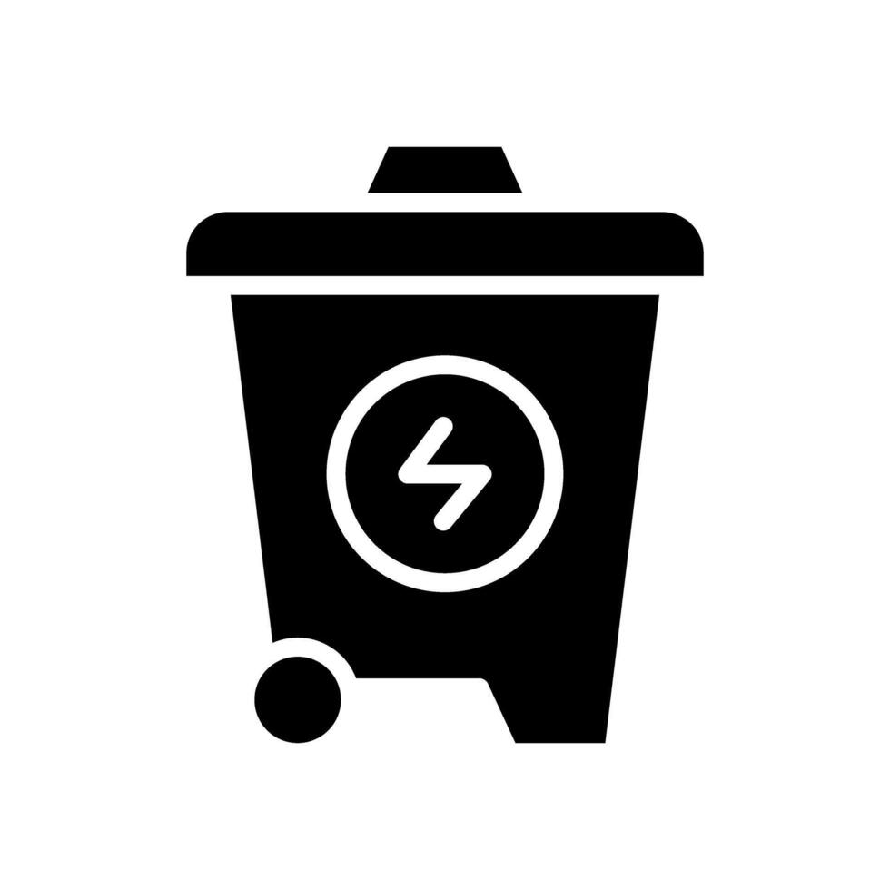 Icon Glyph Recycle energy trash bin. Renewable energy, ecology and energy alternative. Solid Black icon concept vector