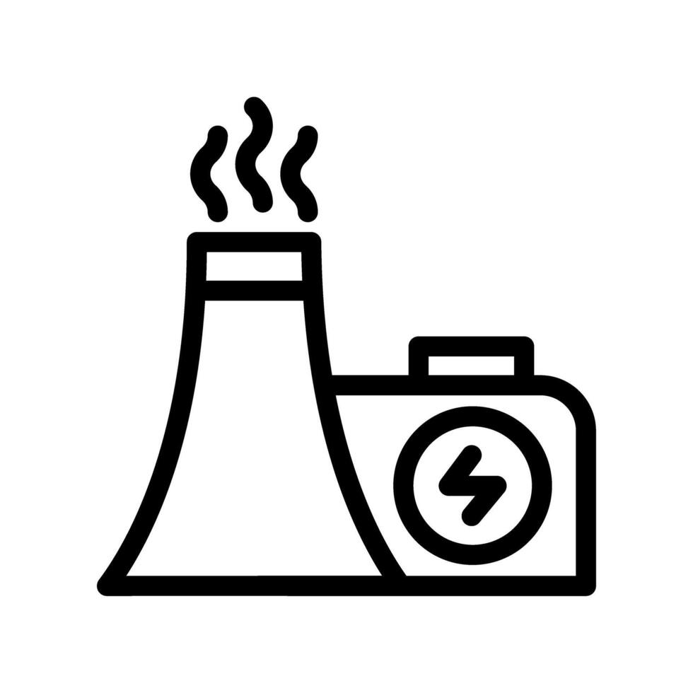 Icon Line power plant factory, chimney pollution. Renewable energy, ecology and energy alternative. Outline icon concept vector