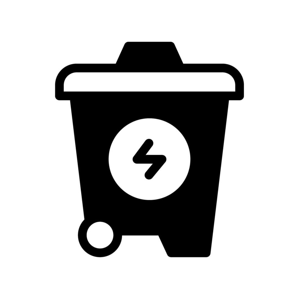 Icon Semi Solid Recycle energy trash bin. Renewable energy, ecology and energy alternative. Solid Black icon concept vector