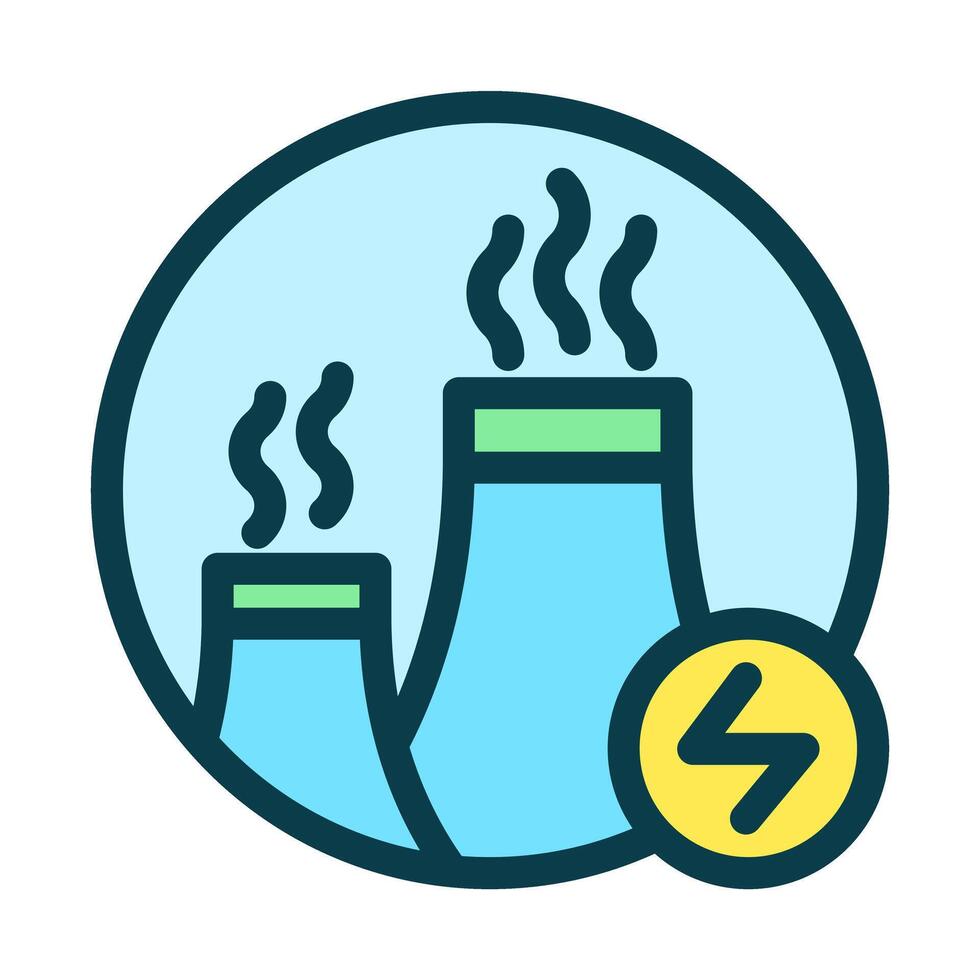 Icon Line Colored power plant factory and industry. Renewable energy, ecology and energy alternative. Outline fill icon concept vector