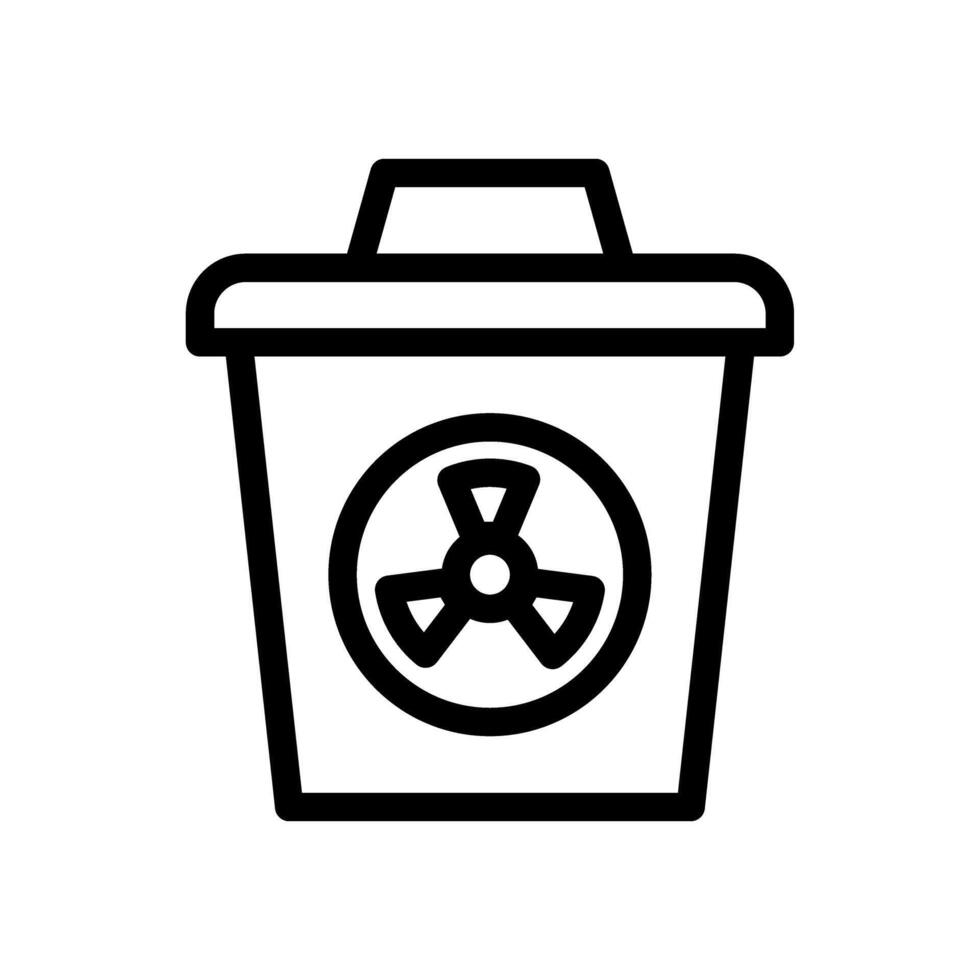 Icon Line nuclear waste trash bin. Renewable energy, ecology and energy alternative. Outline icon concept vector