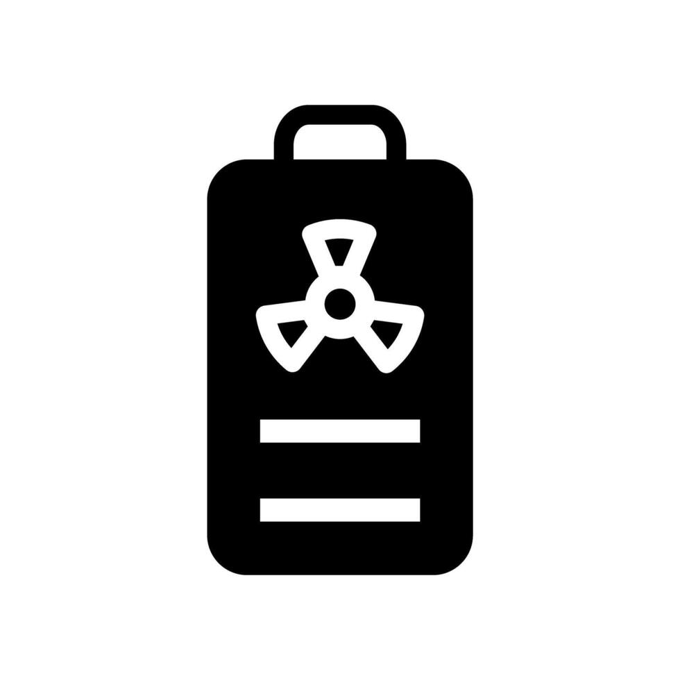 Icon Semi Solid Battery nuclear energy. Renewable energy, ecology and energy alternative. Solid Black icon concept vector