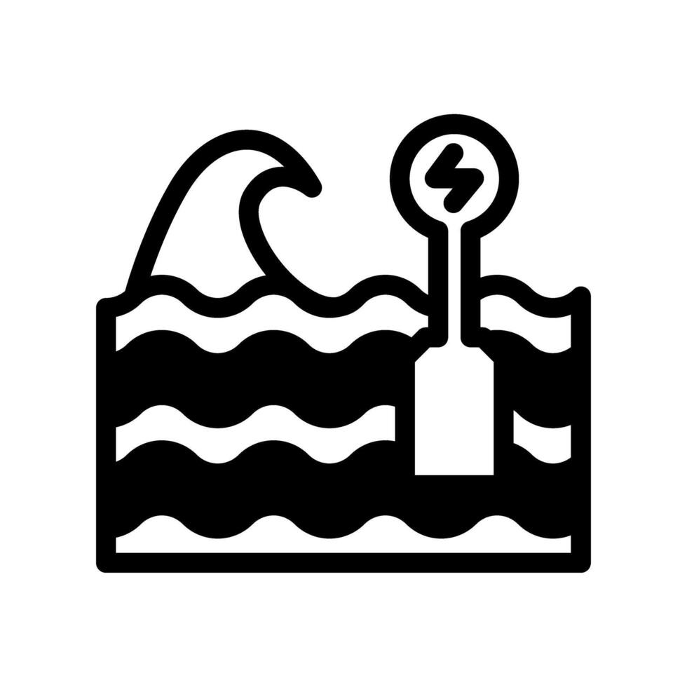 Icon Semi Solid wave energy generator. Renewable energy, ecology and energy alternative. Solid Black icon concept vector