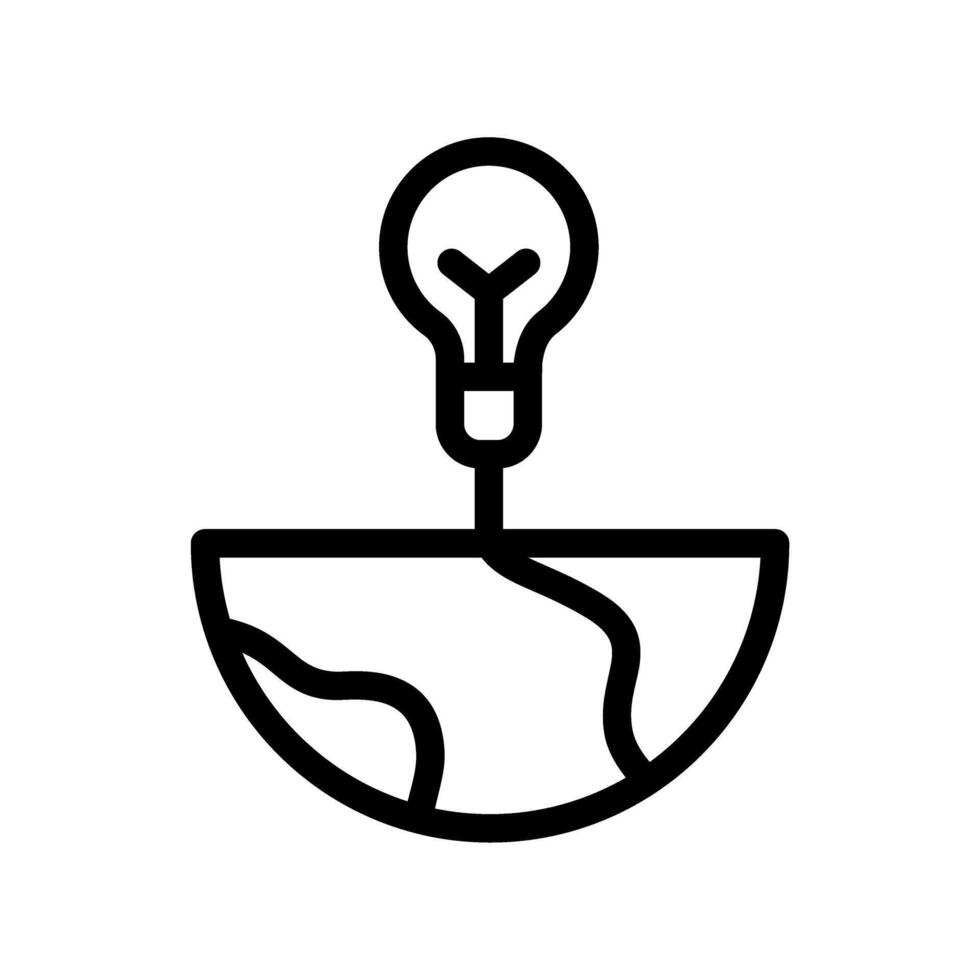 Icon Line geothermal energy charging lightbulb. Renewable energy, ecology and energy alternative. Outline icon concept vector