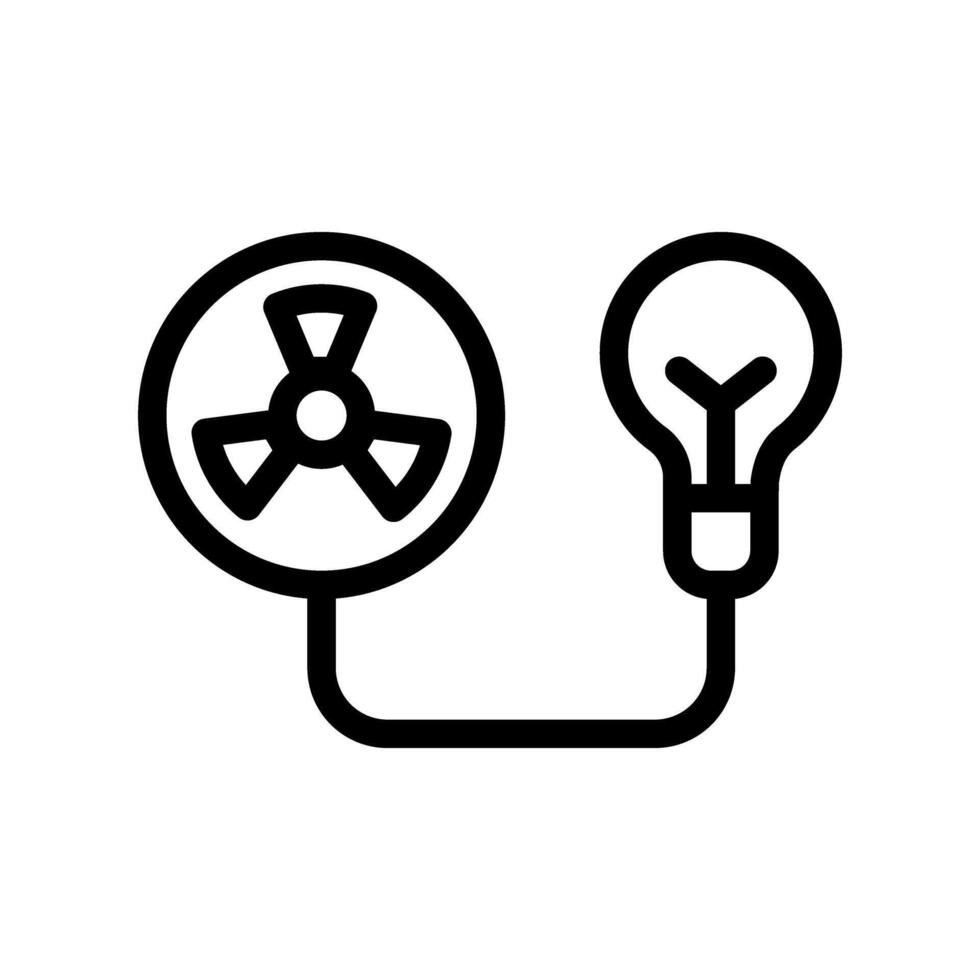 Icon Line nuclear energy charging lightbulb. Renewable energy, ecology and energy alternative. Outline icon concept vector