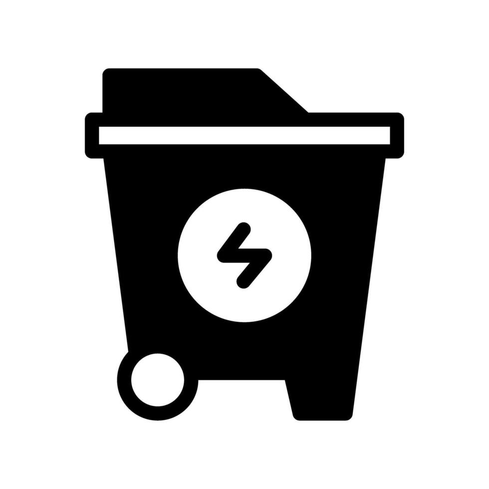 Icon Semi Solid Eenergy Recycle trash bin. Renewable energy, ecology and energy alternative. Solid Black icon concept vector