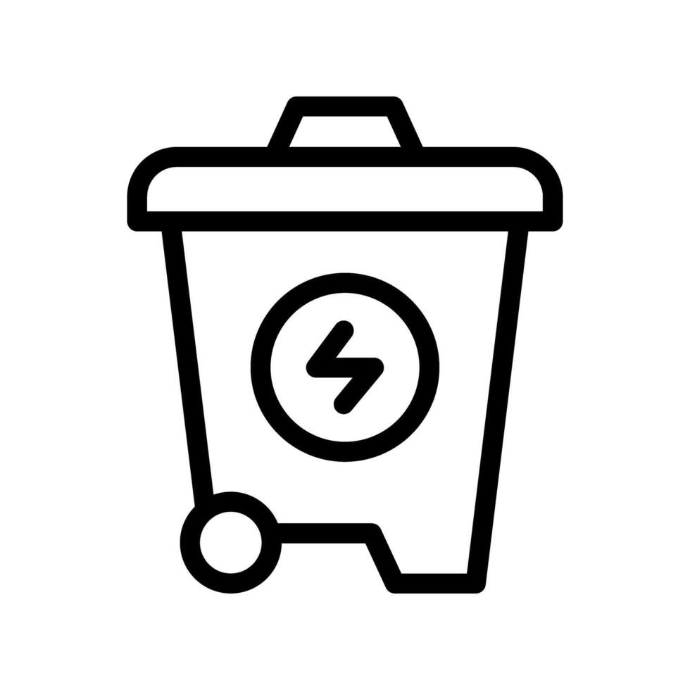 Icon Line Recycle energy trash bin. Renewable energy, ecology and energy alternative. Outline icon concept vector