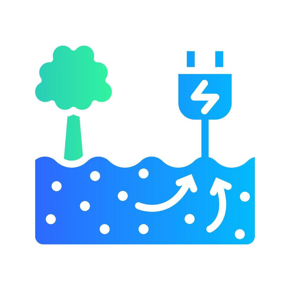 Icon Flat Gradient geothermal and soil energy plug charging. Renewable energy, ecology and energy alternative. Gradient Colourful icon concept vector