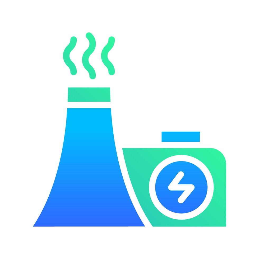 Icon Flat Gradient power plant factory, chimney pollution. Renewable energy, ecology and energy alternative. Gradient Colourful icon concept vector