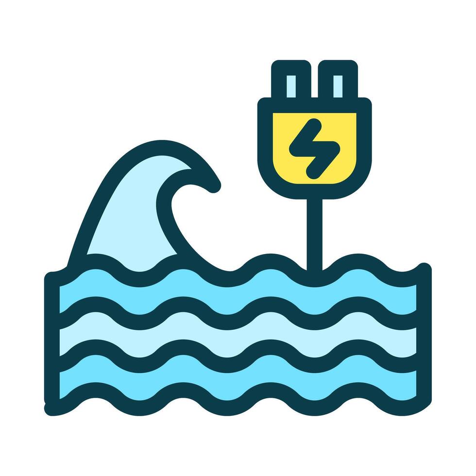 Icon Line Colored wave energy charging plug. Renewable energy, ecology and energy alternative. Outline fill icon concept vector