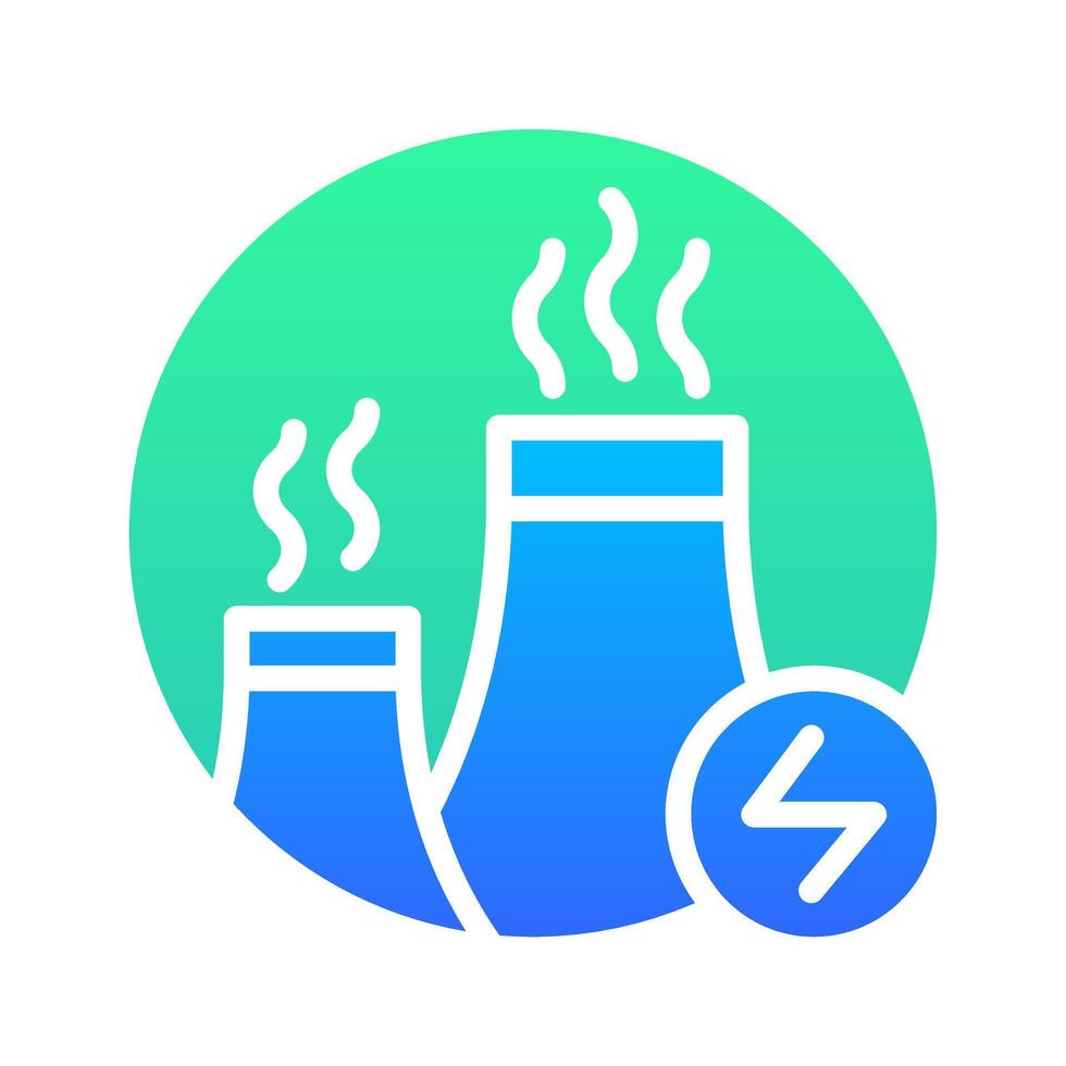 Icon Flat Gradient power plant factory and industry. Renewable energy, ecology and energy alternative. Gradient Colourful icon concept vector