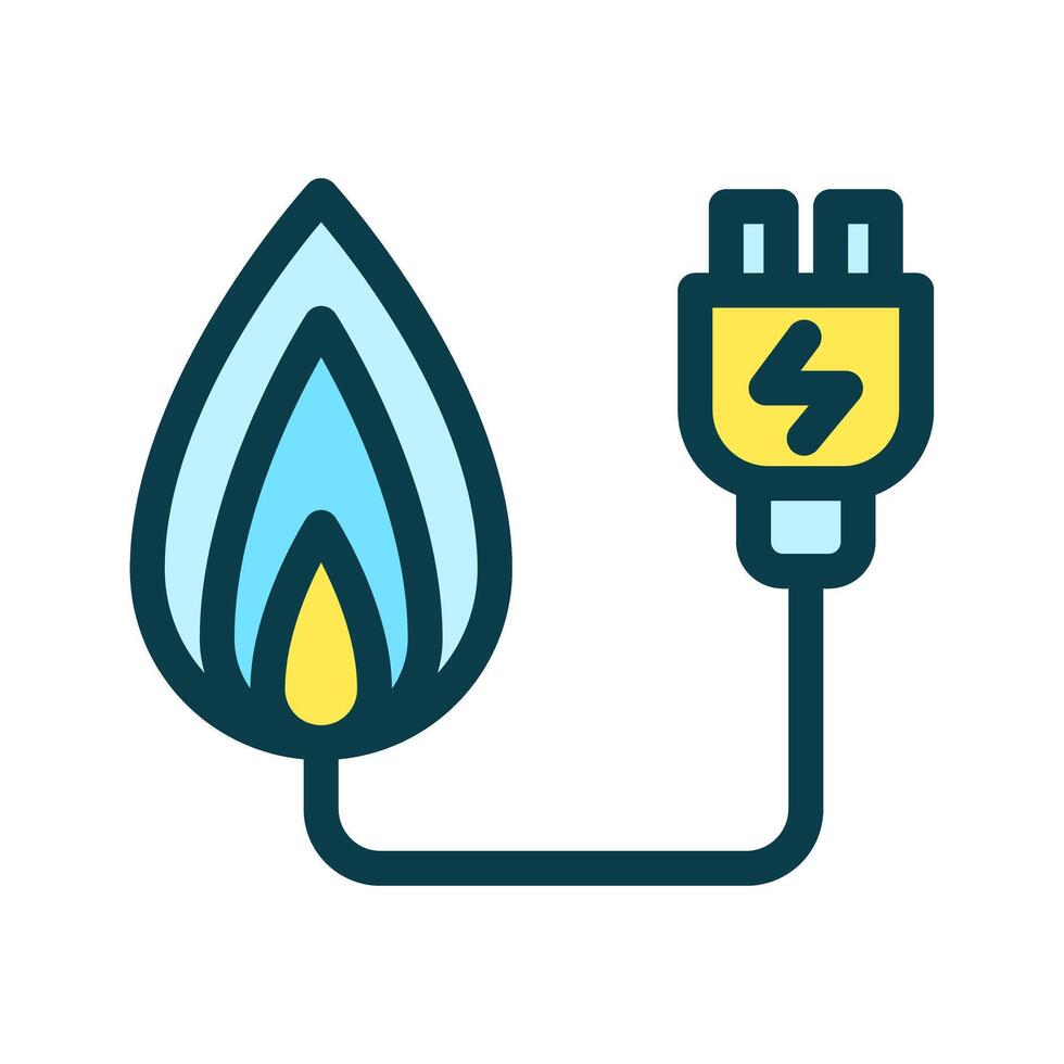 Icon Line Colored fire or heat energy power source. Renewable energy, ecology and energy alternative. Outline fill icon concept vector