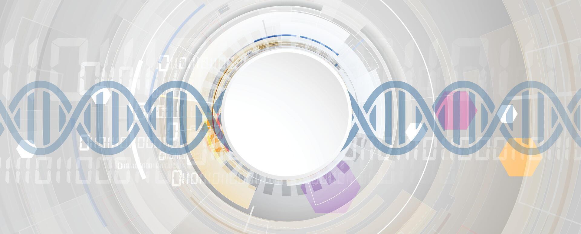 dna technology background with dna molecule and digital clock vector