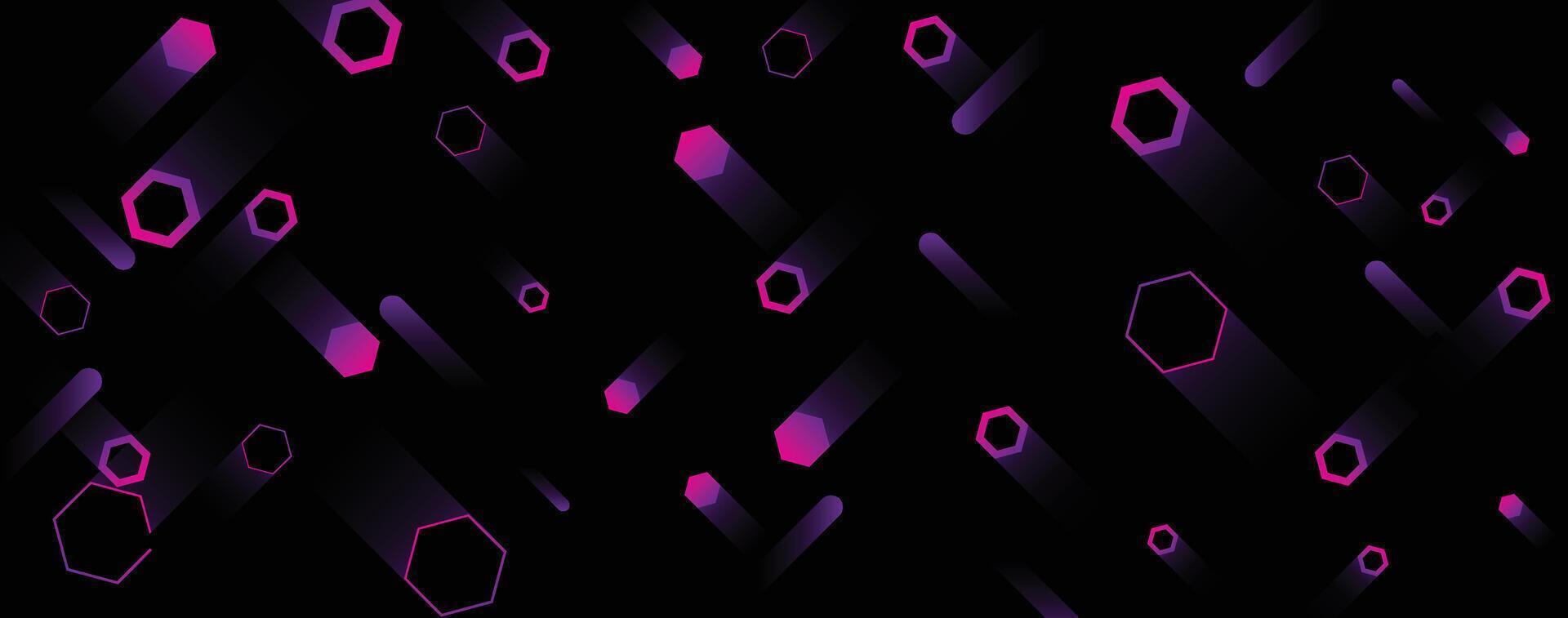 a black background with pink and purple geometric shapes vector