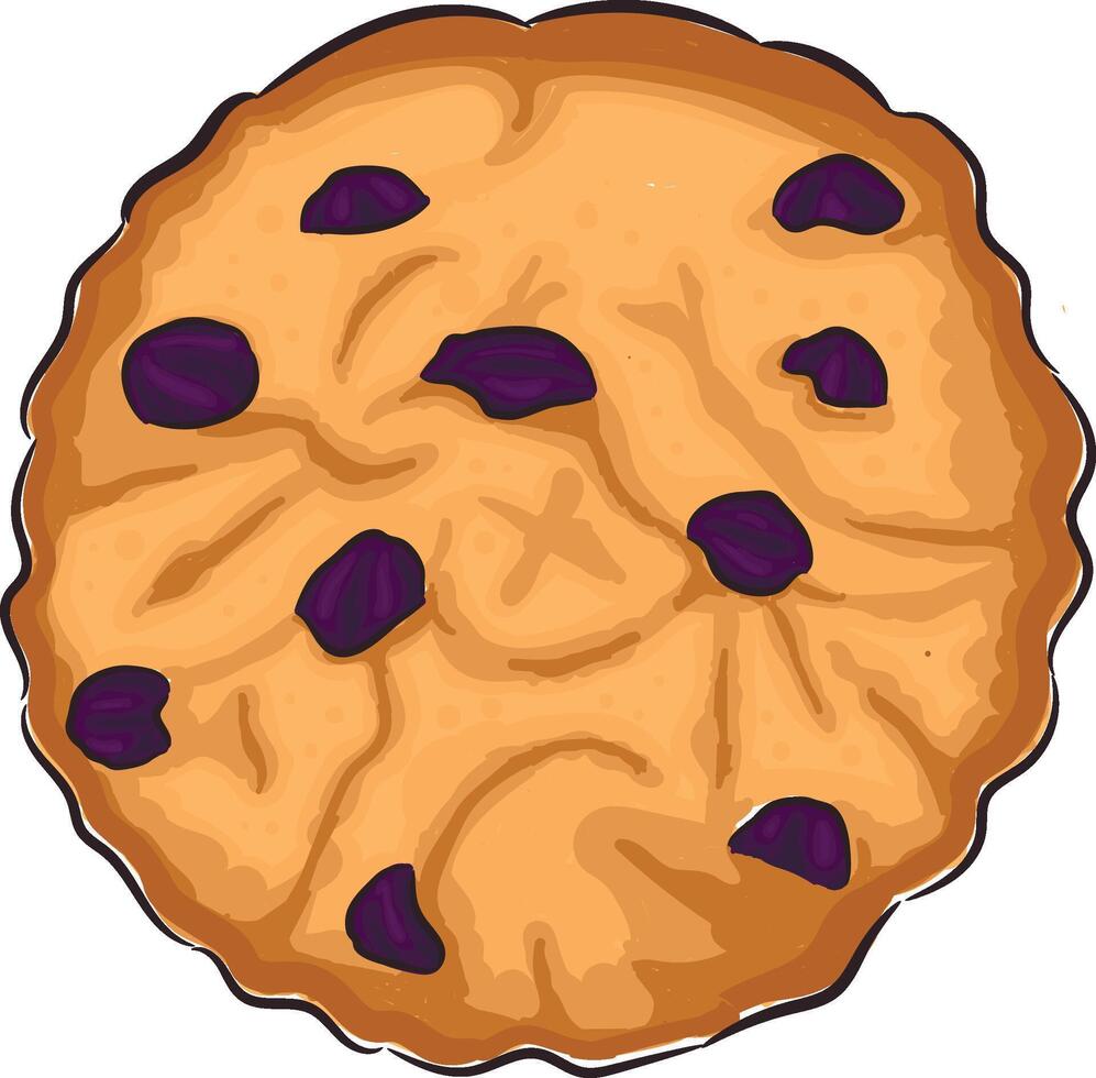 Hand drawn cookie shortbread with raisin vector