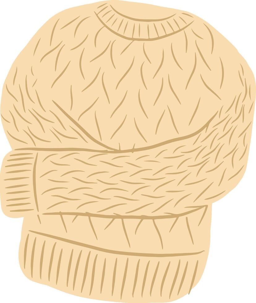 Knitted sweater with crossed folded sleeves vector
