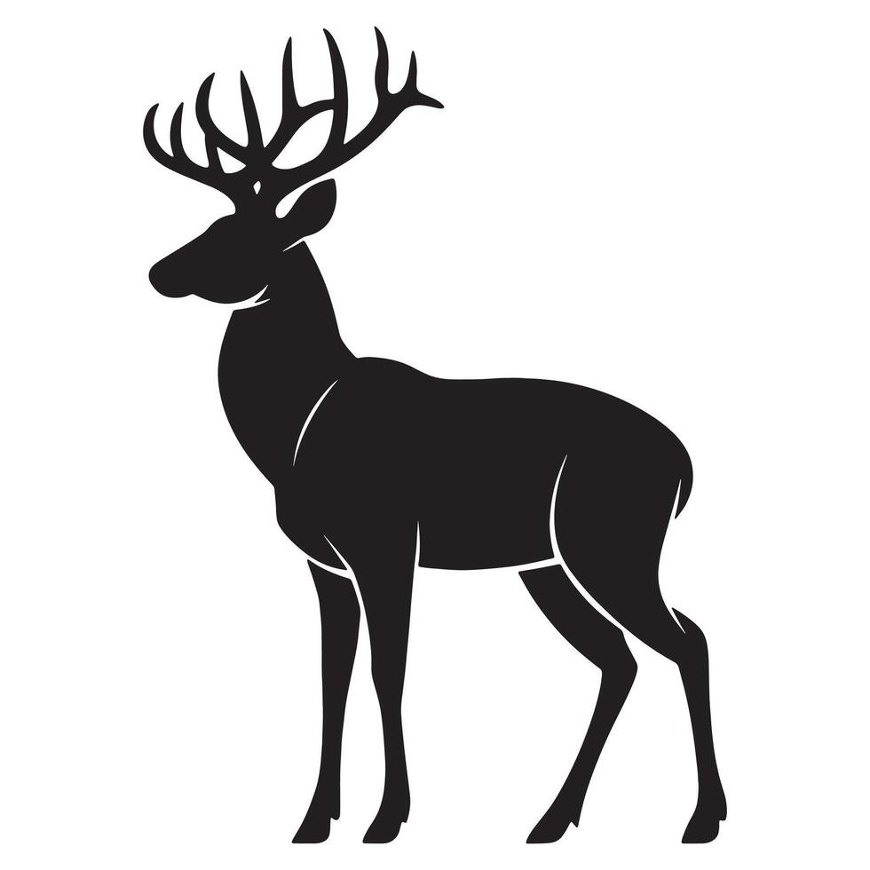 a black silhouette of a deer on a white background vector