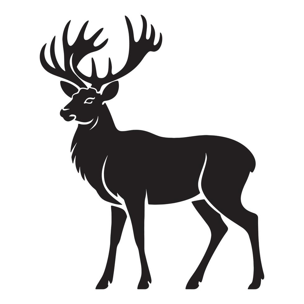 a black and white silhouette of a deer. vector