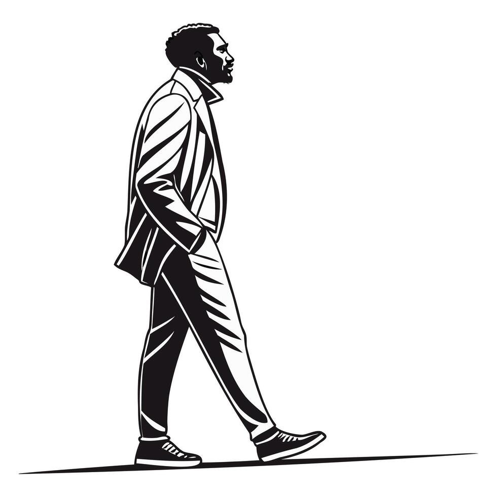 Men Walking Silhouette Illustration vector