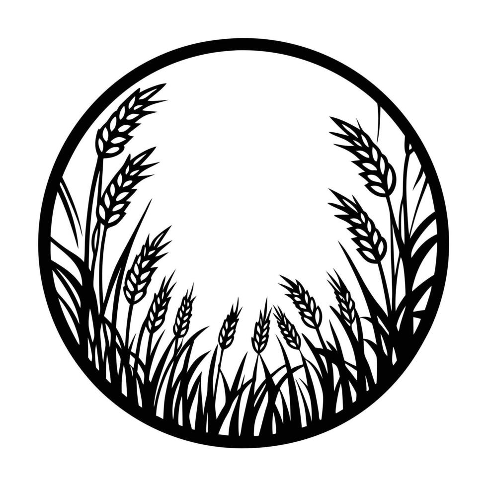 wheat and rye icon, outline style logo design. vector