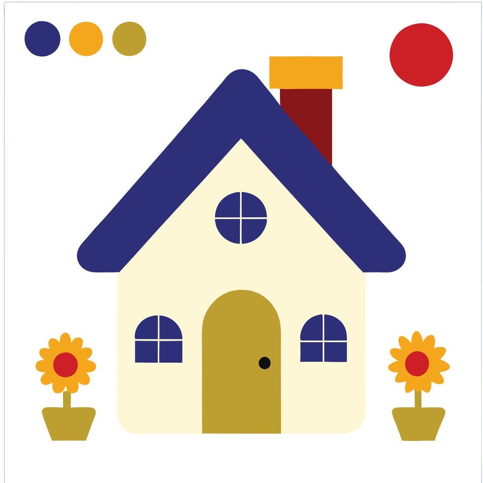 Minimalist cute cottage home sketch design vector