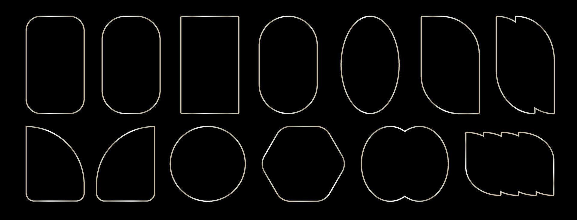 Set of exquisite silver frames with wavy lines and patterns.a black background with a white line drawn on it vector
