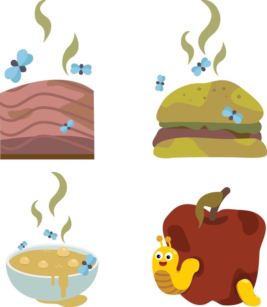 Cartoon rotten food illustration vector