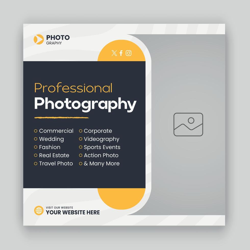 Digital photography services social media post template and web banner. vector