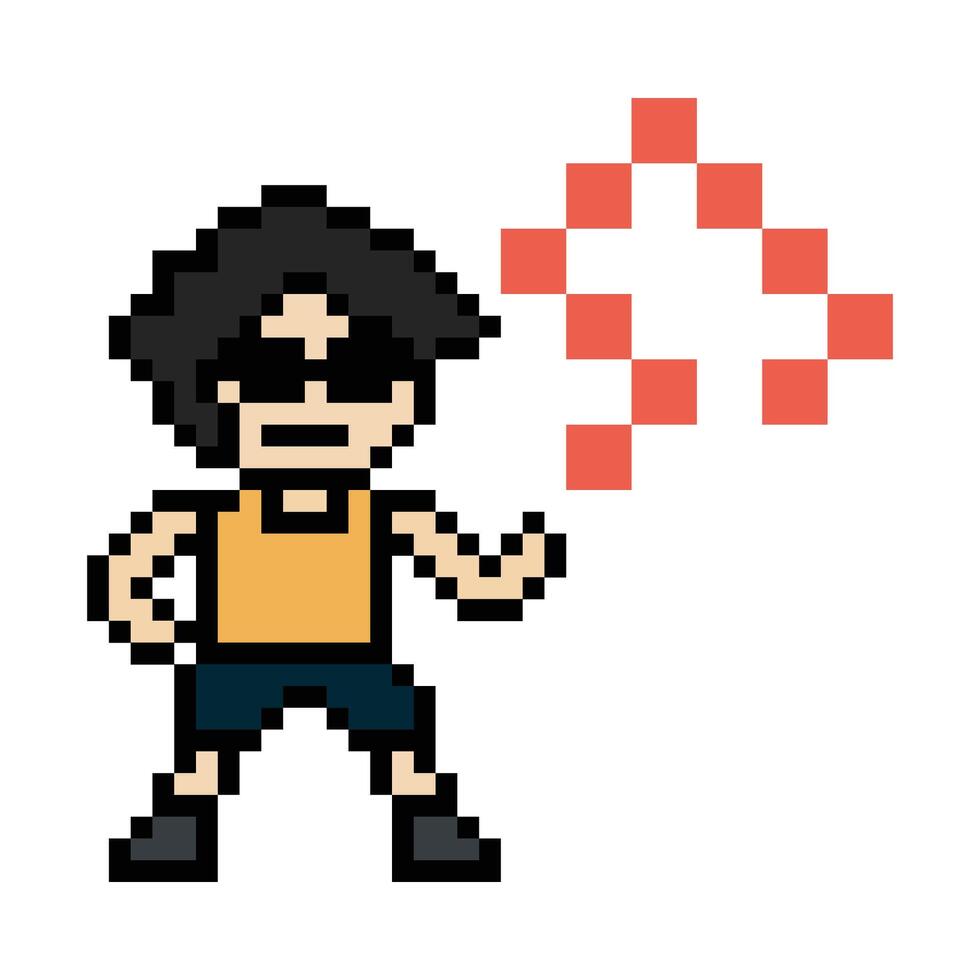 pixel art boy man male dance exercise with music listen 8 bit decoration. vector