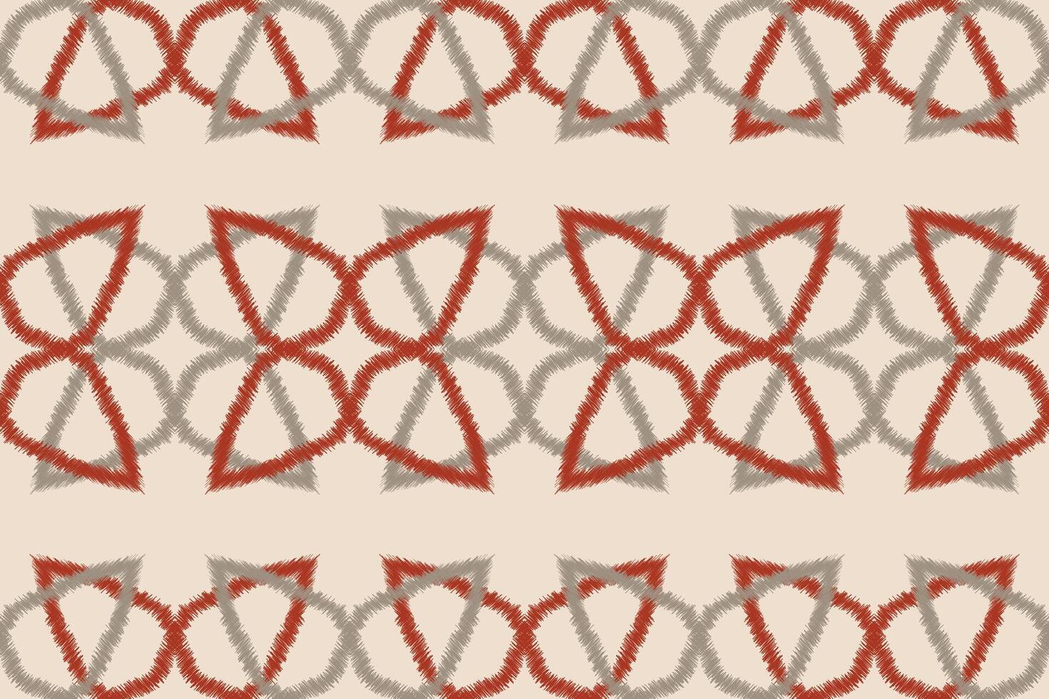 Fabric pattern ikat patten with brown cream background color ikat pattern art. vector