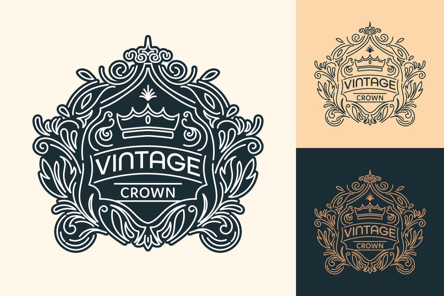 An Elegant Vintage Crown Emblem With Detailed Flourishes And Designs vector