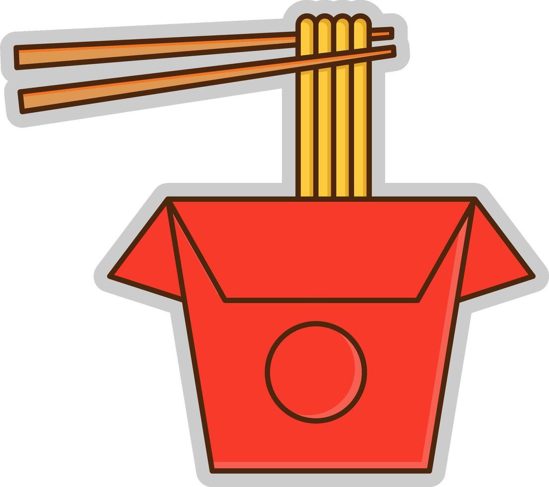 Illustration of Noodles in Takeout Box with Chopsticks vector
