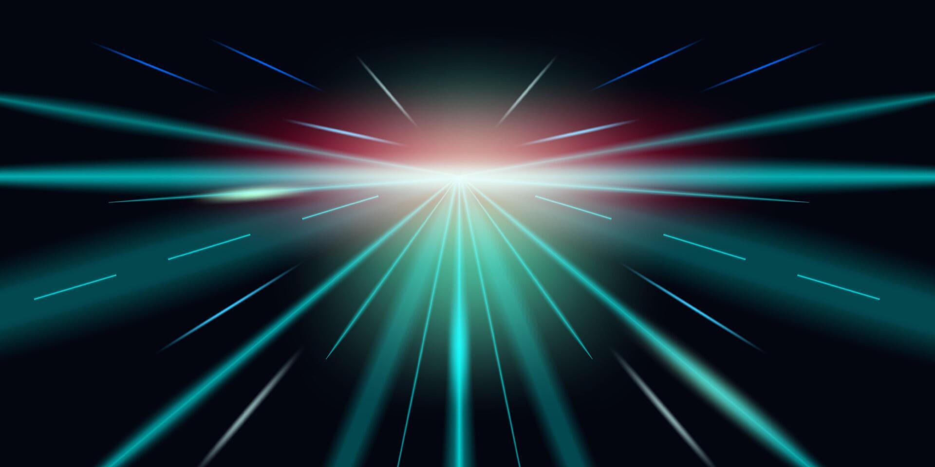 Futuristic light speed motion blur with glowing neon streaks. Sci-fi hyperspace warp background for technology, innovation, gaming, cyberspace, digital art, and high-speed internet concepts. vector