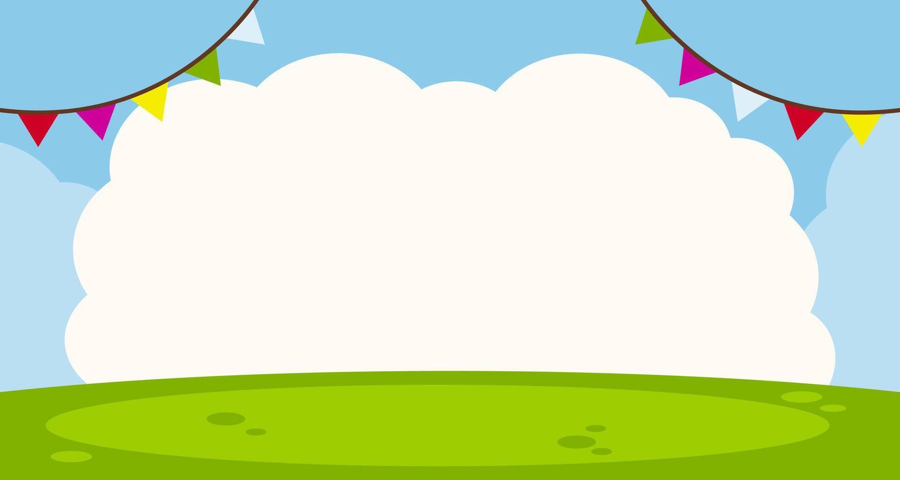Park landscape illustration and blank cloud background for text area. Suitable for certificate, poster, banner, greeting card. vector