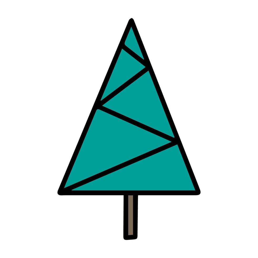 hand drawn Christmas tree isolated on white background icon. Funny abstract doodle vintage illustration for seasonal design, textile, decoration for greeting card. Line art new year Spruce. vector