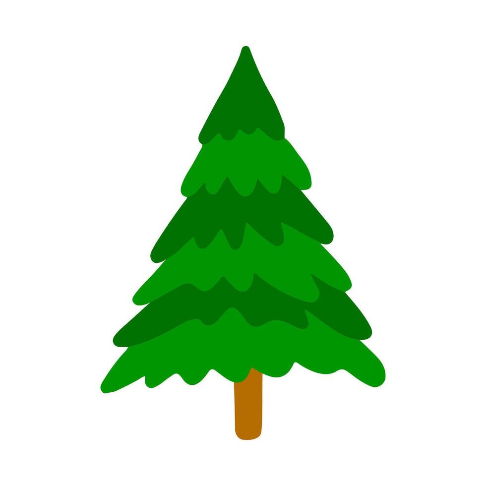hand drawn Christmas tree isolated on white background icon. Funny and cute doodle vintage illustration for seasonal design, textile, decoration for greeting card. Spruce with new year garland. vector