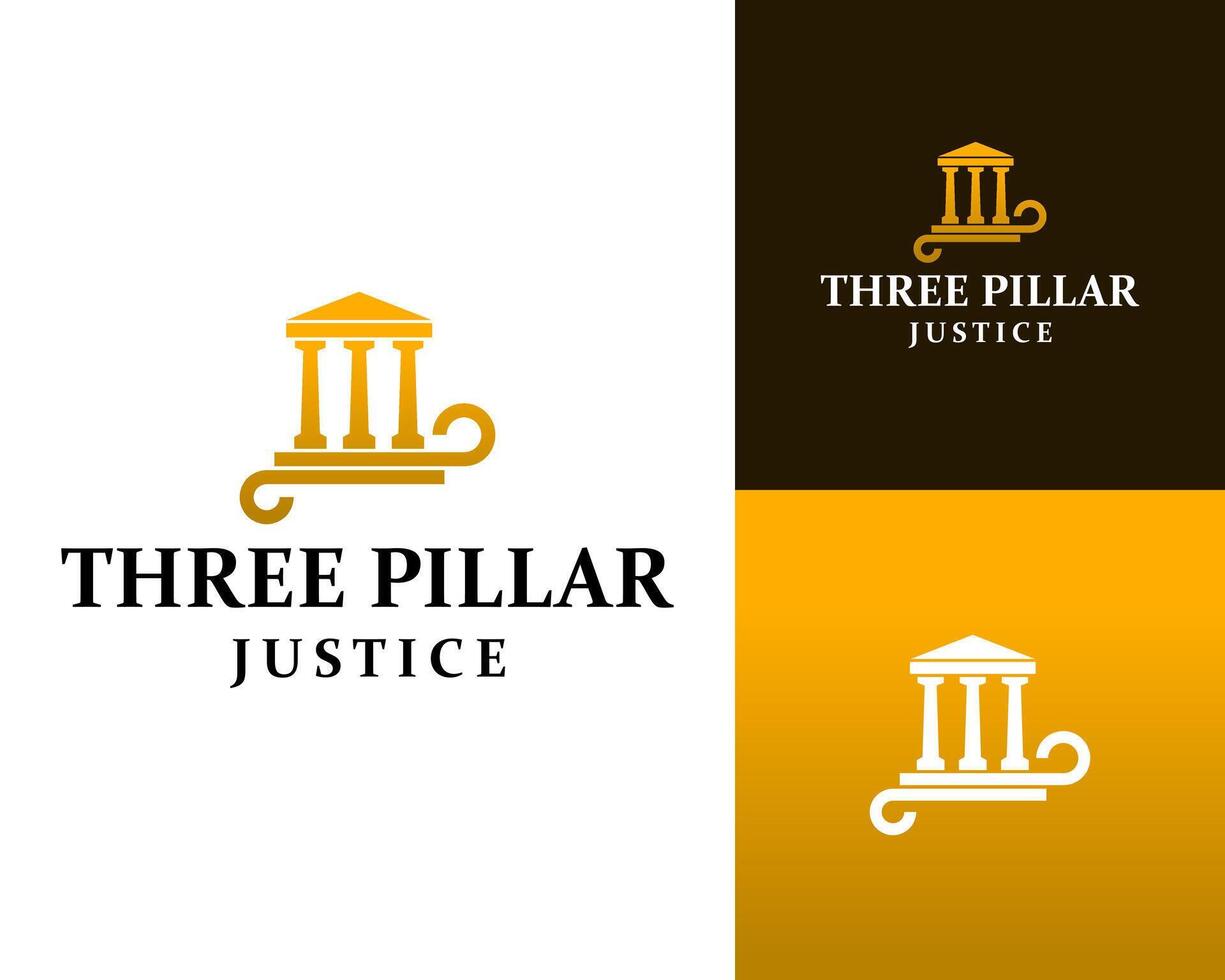 Logo design about the three pillars of attorney and justice law. vector