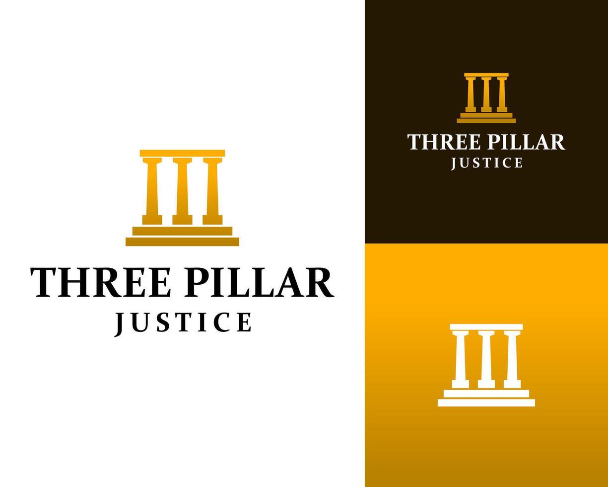 Logo design about the three pillars of attorney and justice law vector