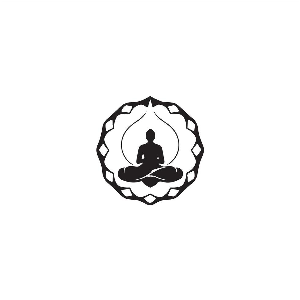 A black and white logo for a yoga studio vector