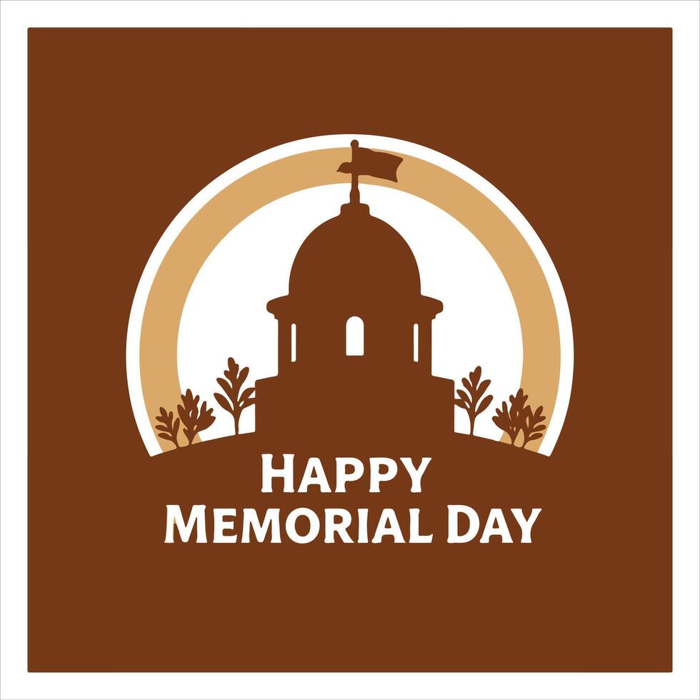 Happy memorial day with a building in the background vector