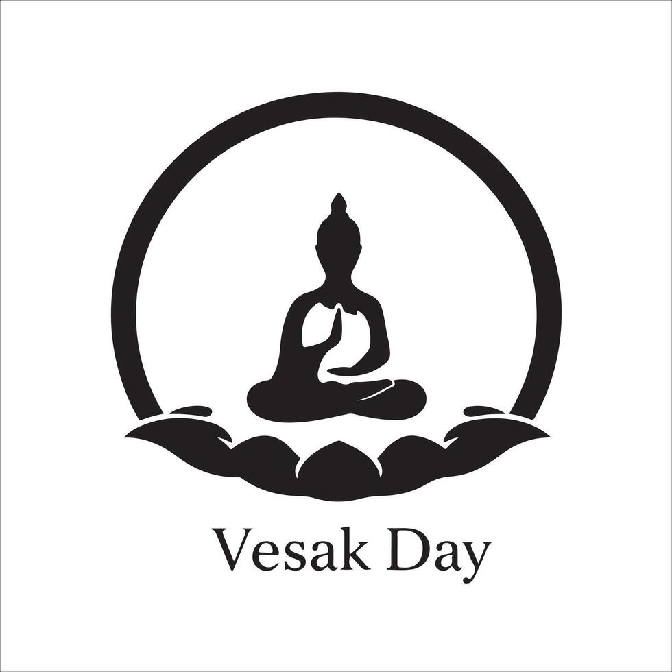 Vesak day logo with buddha in lotus position vector