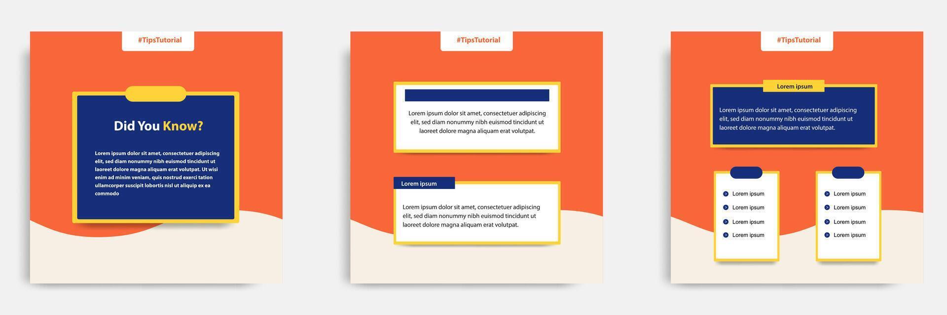 Social media fun fact post banner layout template with geometric shape background and bubble message design element in orange yellow white color. illustration vector