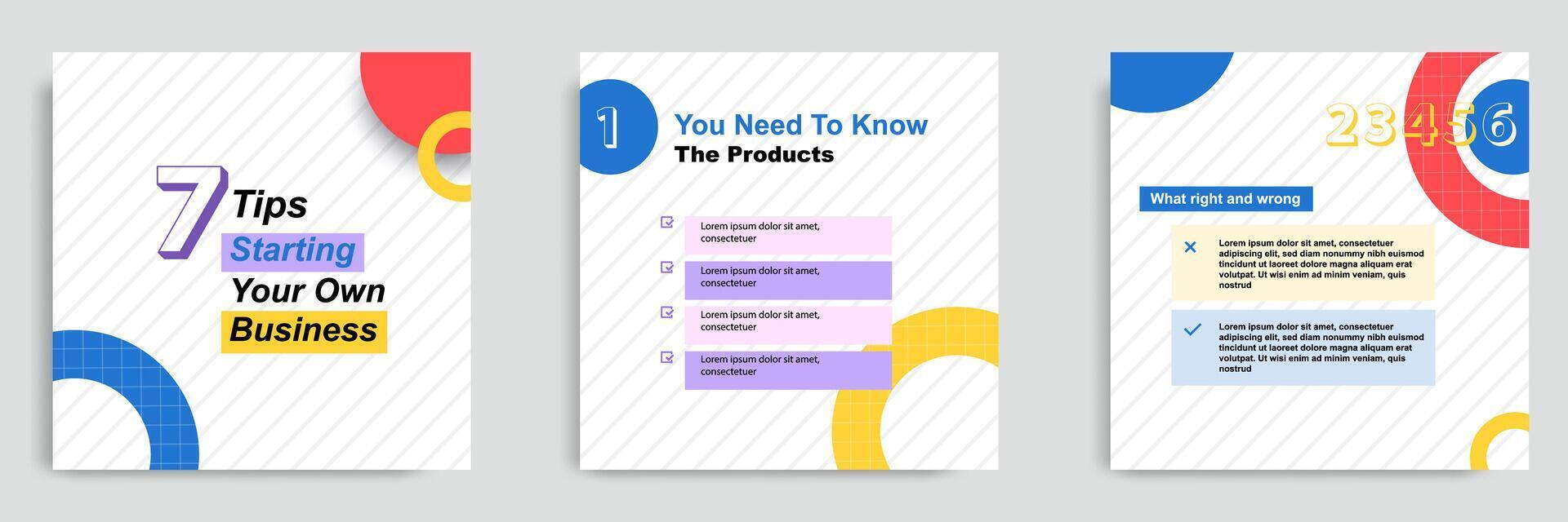Social media tips, trick, did you know post banner layout template with geometric background and memphis pattern design element in colorful fun color. vector