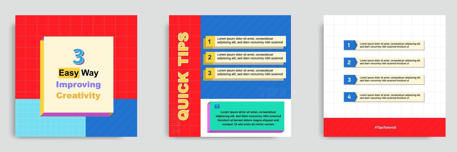 Social media tutorial, tips, did you know post banner layout template with geometric background and memphis pattern design element in colorful fun color. vector